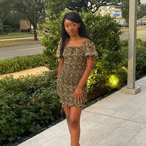 Floral Black and White Dress